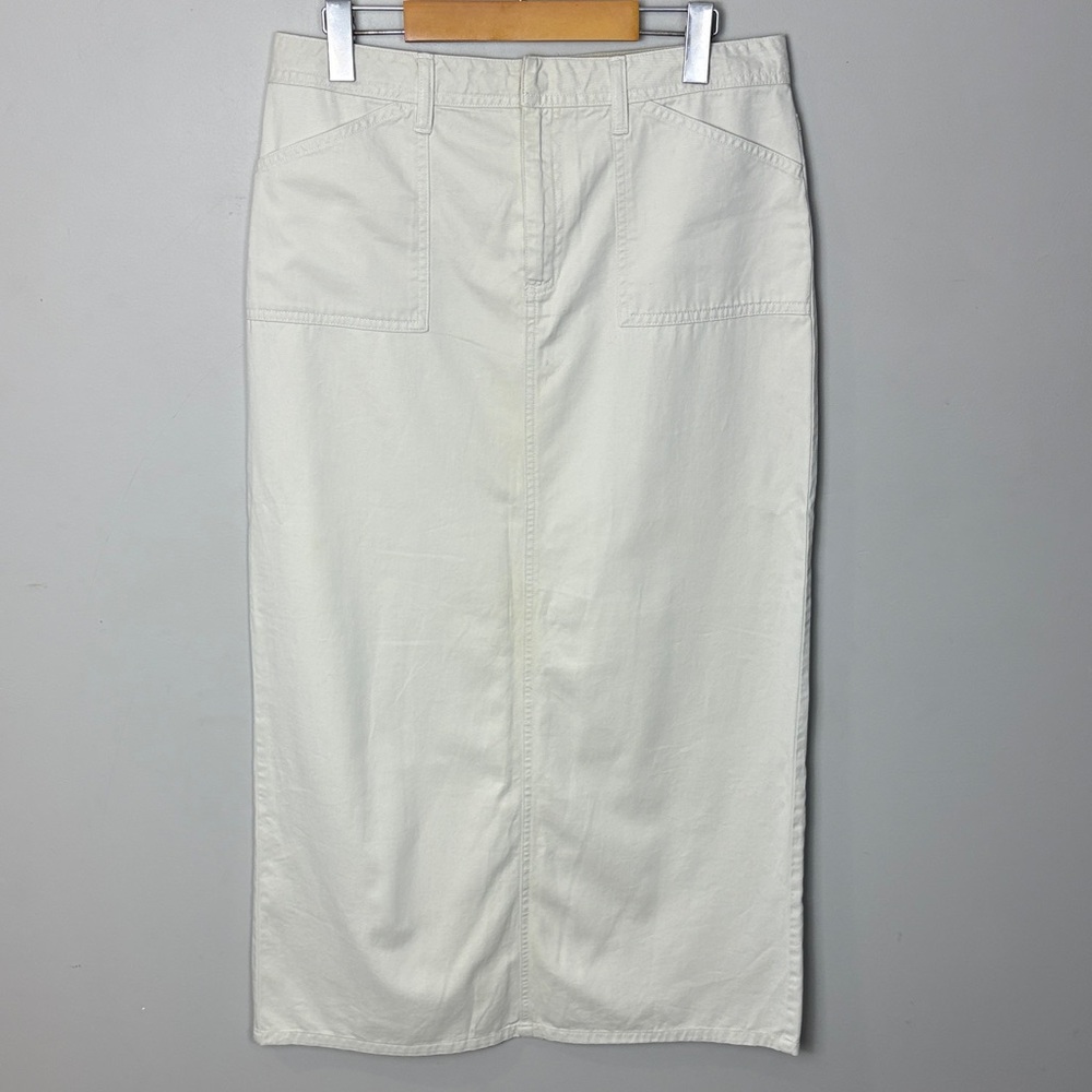 Old Navy Cream Minimalist Long Skirt Modest 100% Cotton Women's Size 8